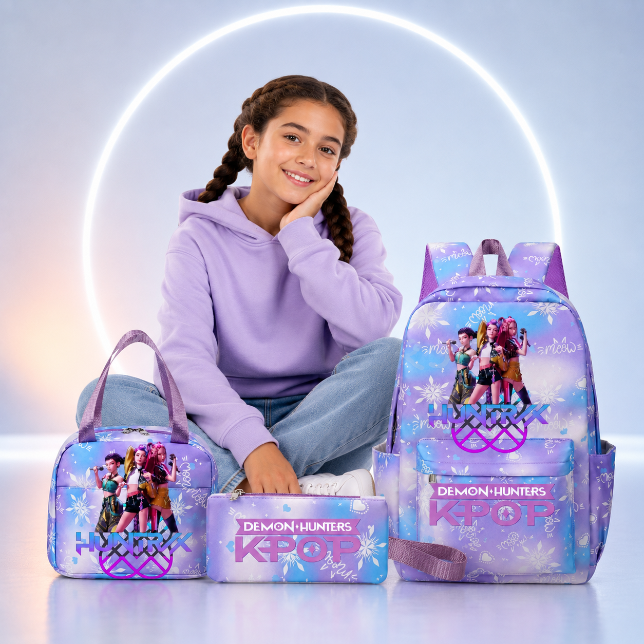 Set Escolar K-POP 3 Piezas – Mochila, Bolso y Estuche