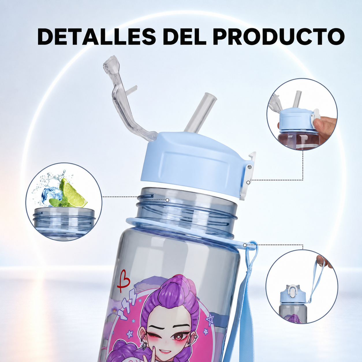 Botella Escolar Transparente K-POP | 750 ml