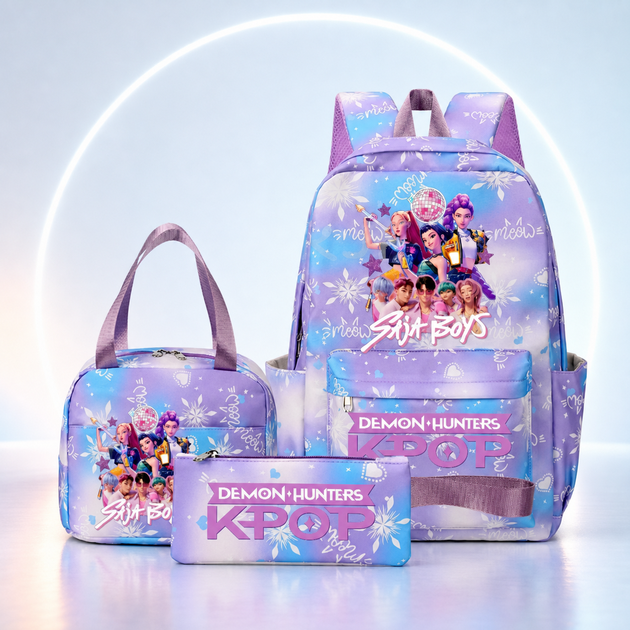 Set Escolar K-POP 3 Piezas – Mochila, Bolso y Estuche
