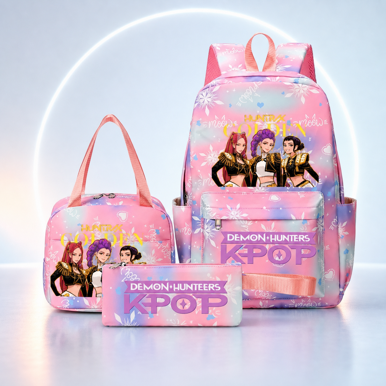 Set Escolar K-POP 3 Piezas – Mochila, Bolso y Estuche