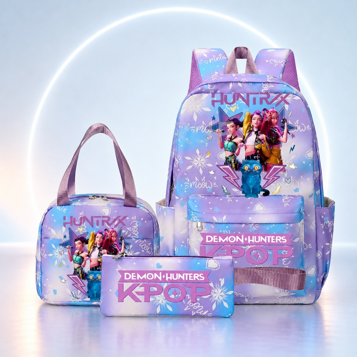 Set Escolar K-POP 3 Piezas – Mochila, Bolso y Estuche