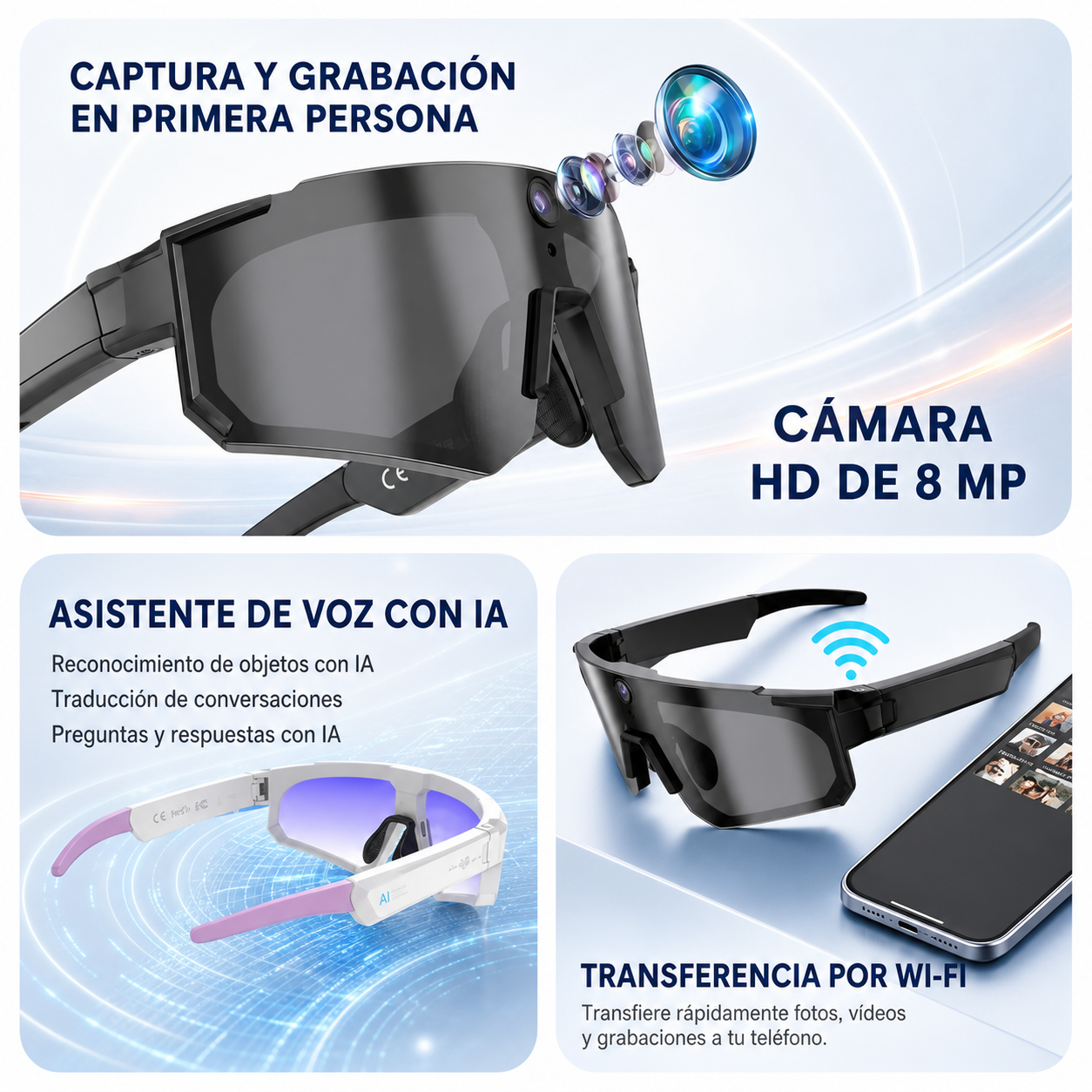 M95 Sport Vision — Gafas inteligentes deportivas — negra