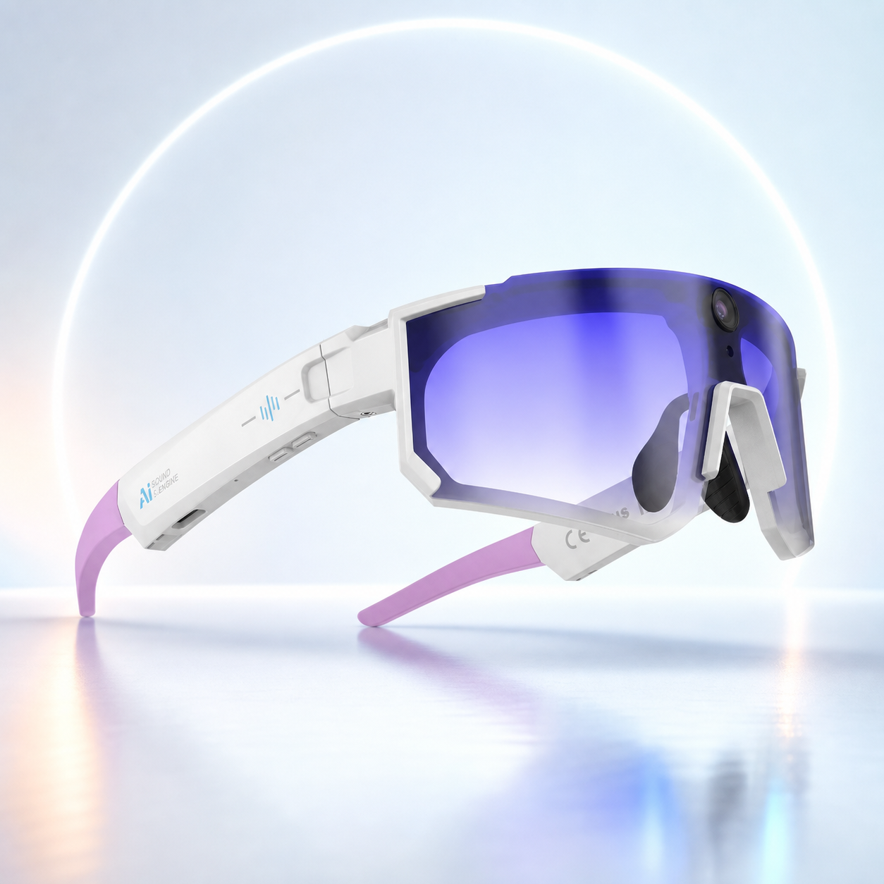 Gafas inteligentes deportivas M95 blancas y violetas con cámara