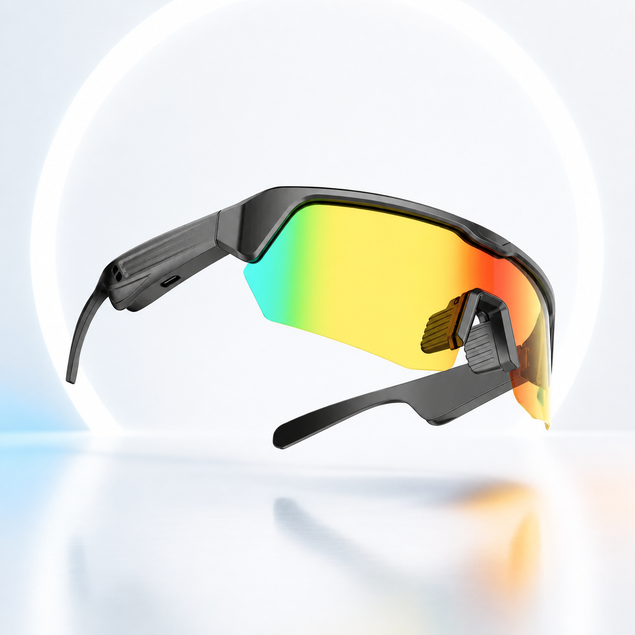 Gafas inteligentes deportivas Sport AI negras con lente amarilla sin cámara
